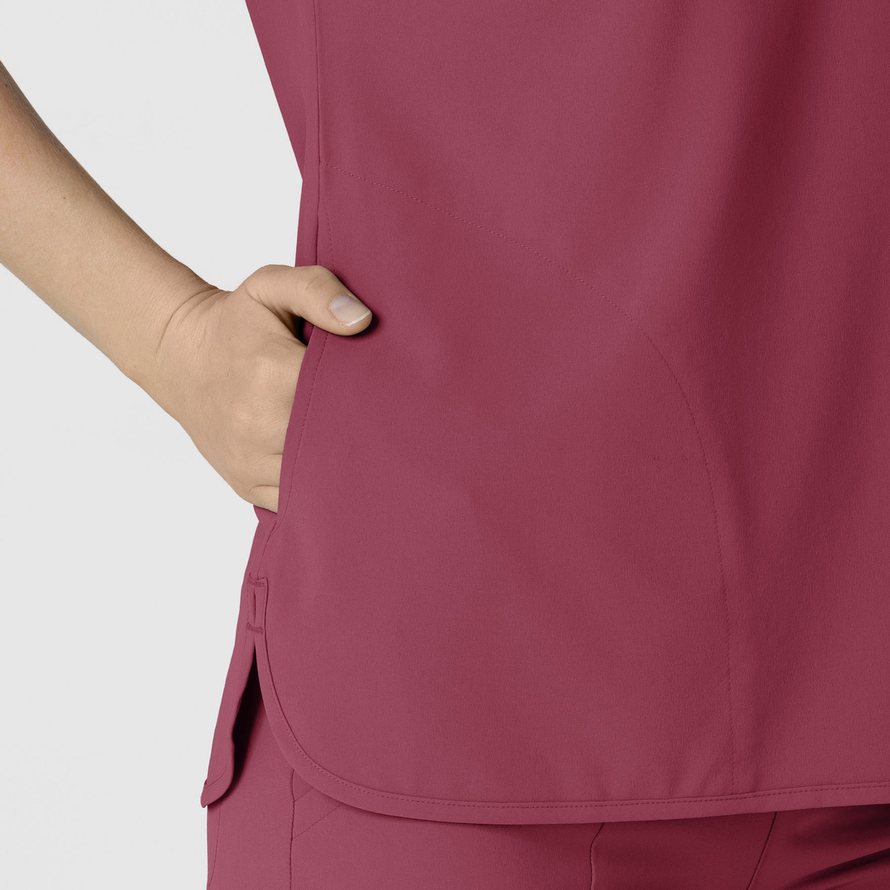 RENEW Women's Dolman Scrub Top Carnation side detail 1