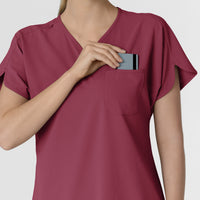 RENEW Women's Dolman Scrub Top Carnation hemline detail