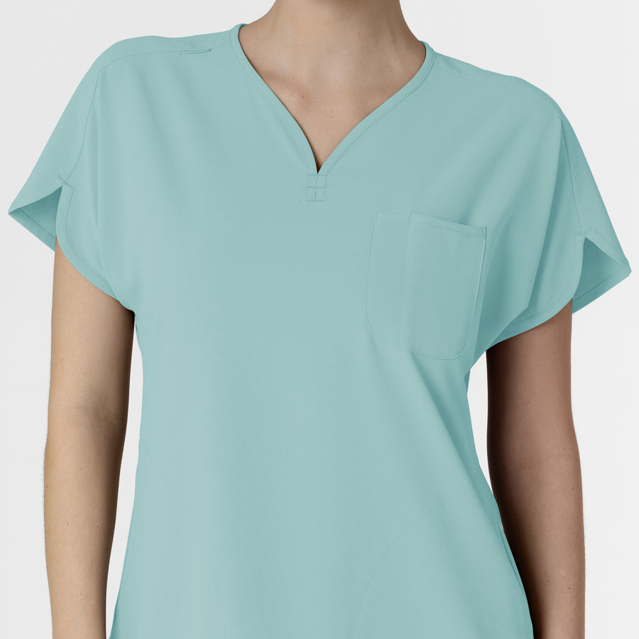 RENEW Women's Dolman Scrub Top Coastal Blue front detail