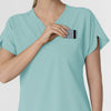 RENEW Women's Dolman Scrub Top Coastal Blue hemline detail