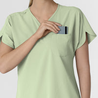 RENEW Women's Dolman Scrub Top Fresh Mint hemline detail