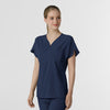 RENEW Women's Dolman Scrub Top Navy side view