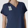 RENEW Women's Dolman Scrub Top Navy side detail 2