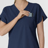 RENEW Women's Dolman Scrub Top Navy hemline detail