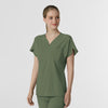 RENEW Women's Dolman Scrub Top Olive side view