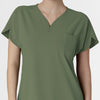 RENEW Women's Dolman Scrub Top Olive front detail