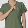 RENEW Women's Dolman Scrub Top Olive hemline detail