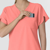 RENEW Women's Dolman Scrub Top Paradise Pink hemline detail