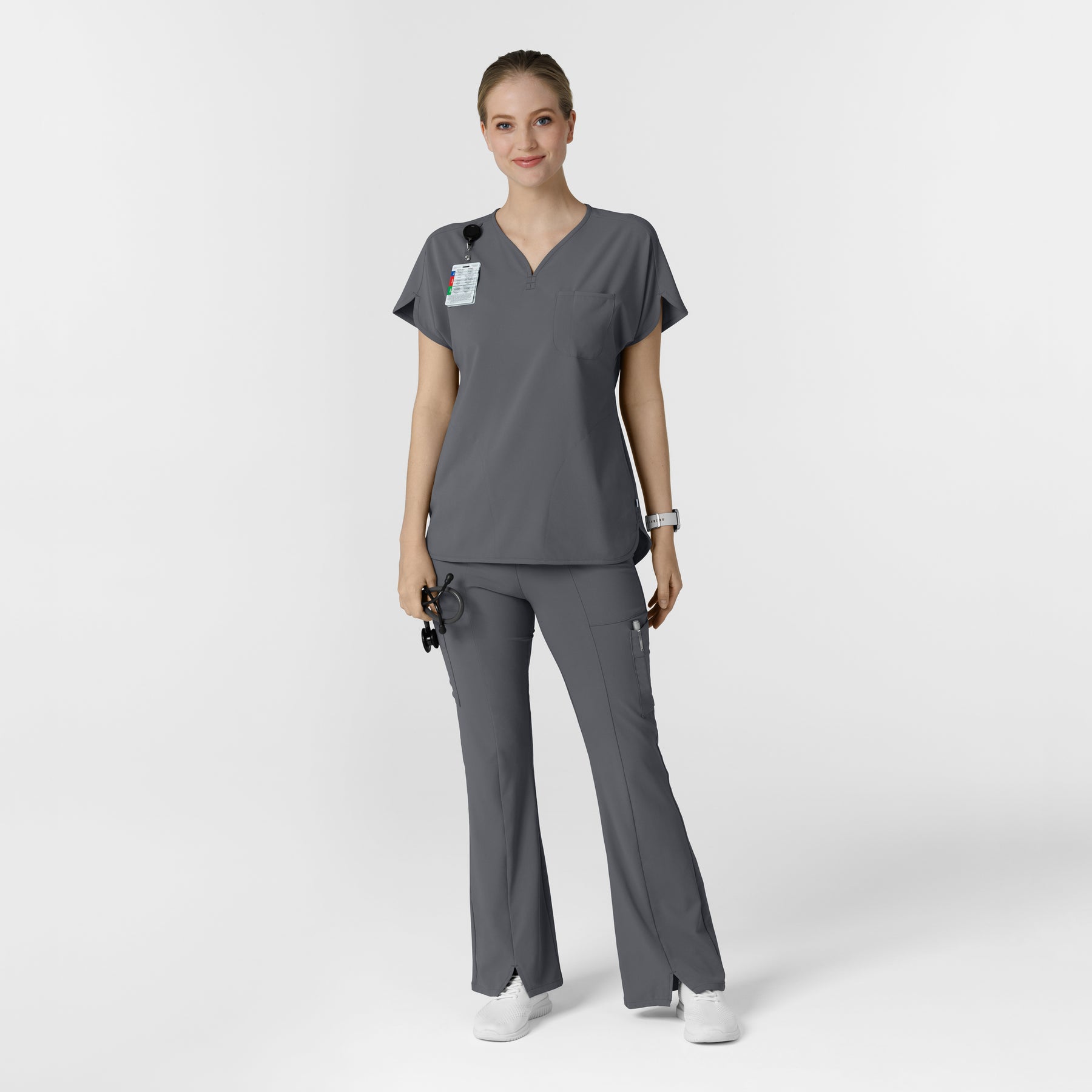 RENEW Women's Dolman Scrub Top Pewter full scrub set