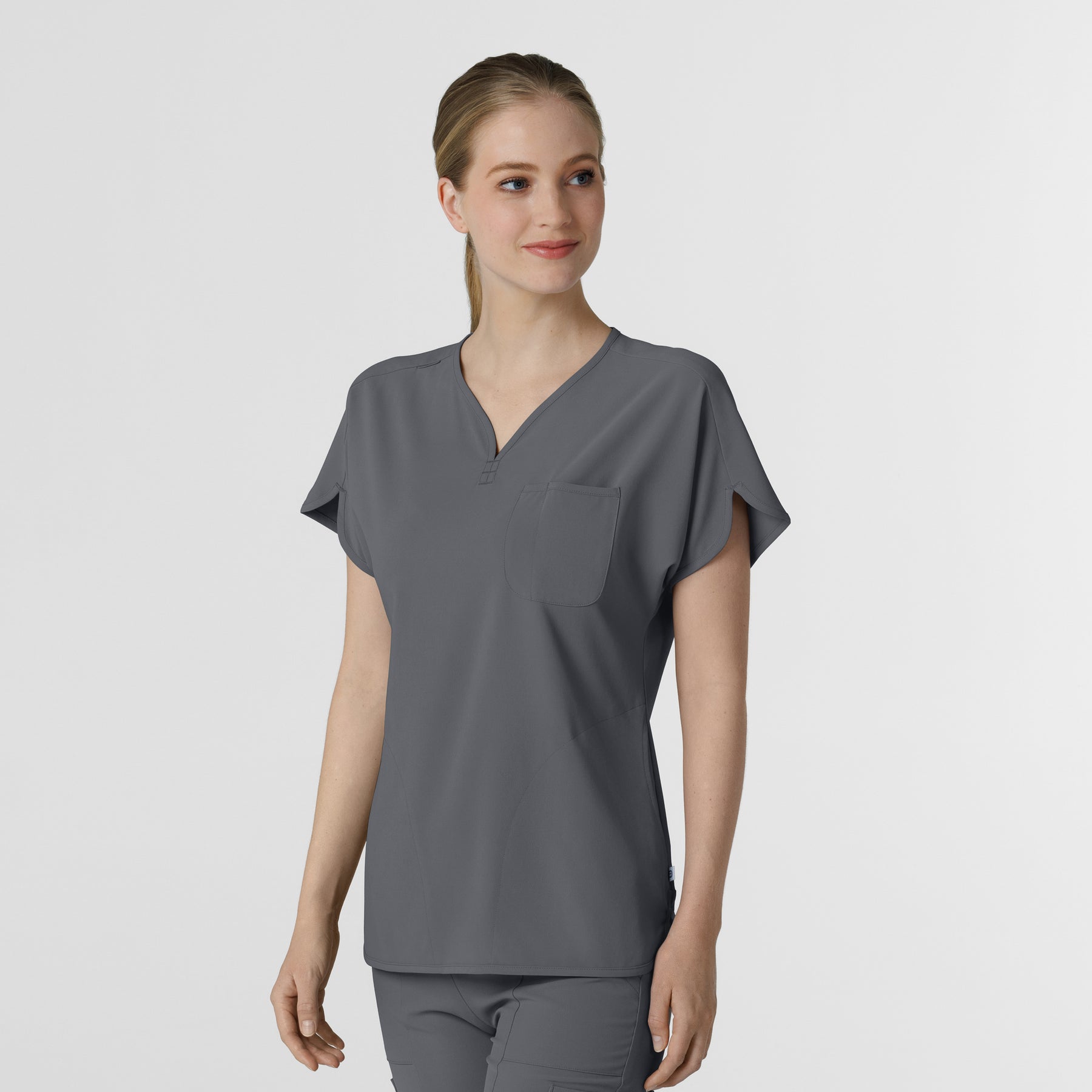 RENEW Women's Dolman Scrub Top Pewter side view
