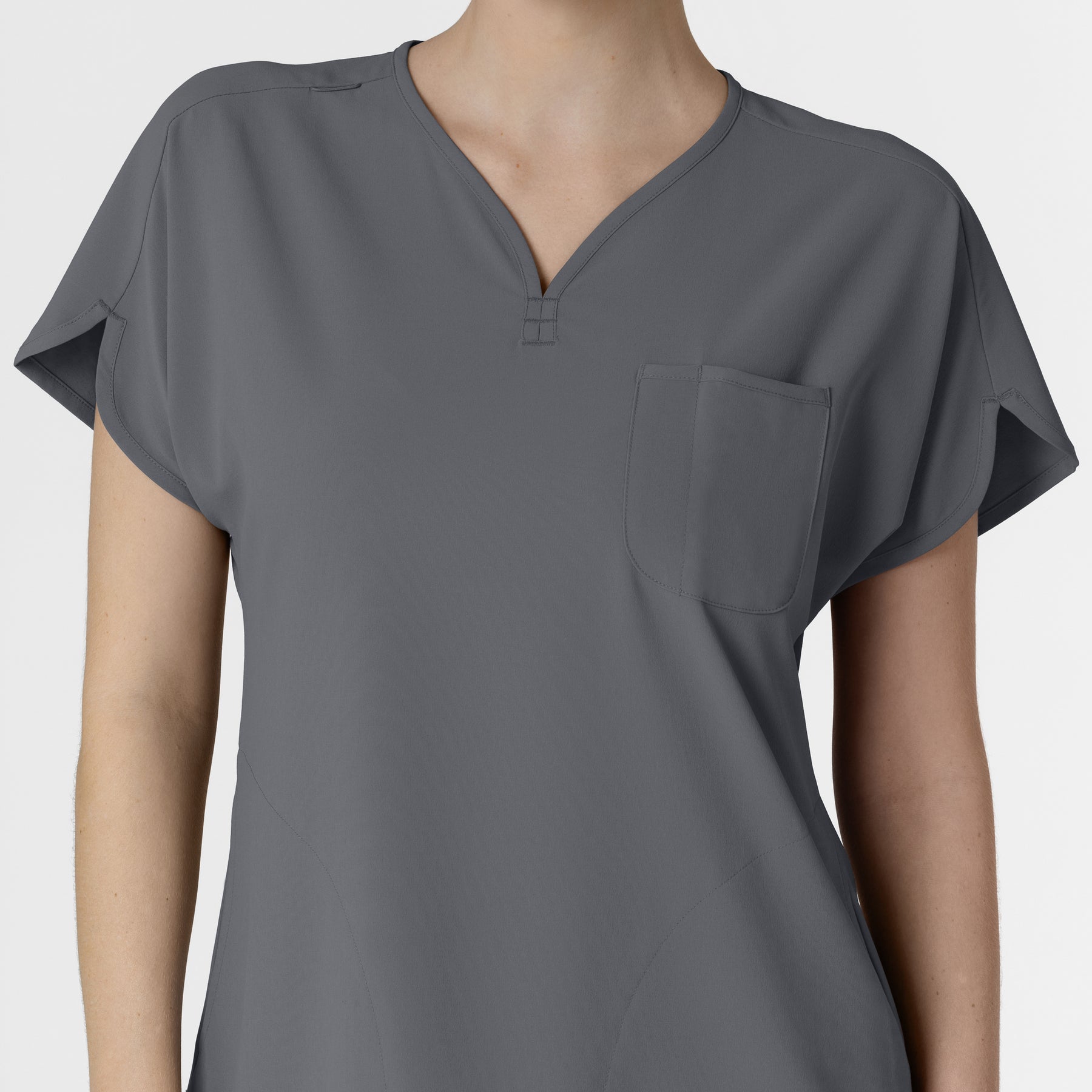 RENEW Women's Dolman Scrub Top Pewter front detail