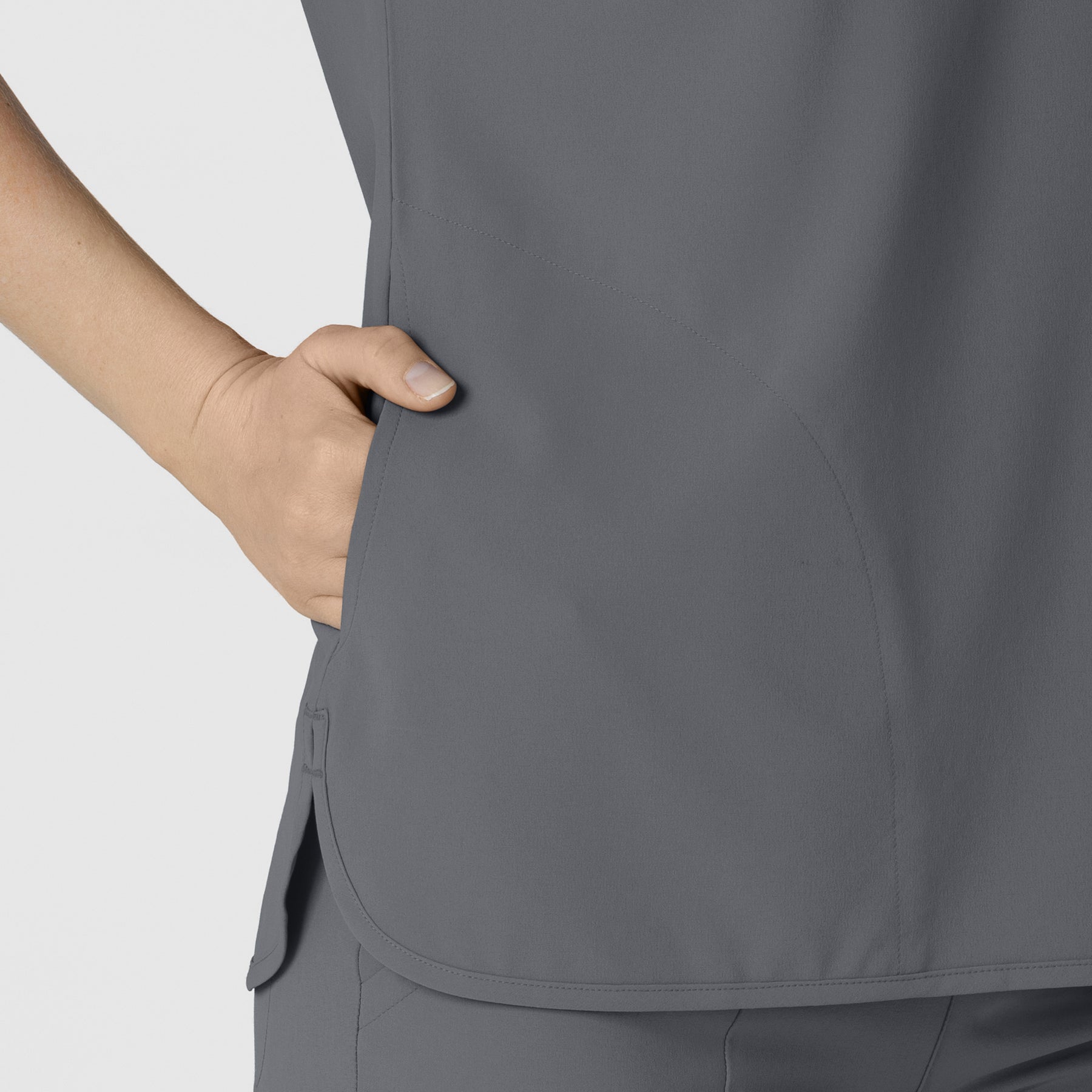 RENEW Women's Dolman Scrub Top Pewter side detail 1