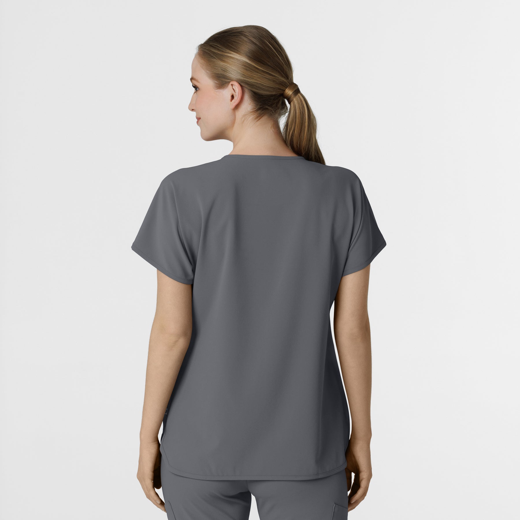 RENEW Women's Dolman Scrub Top Pewter back view