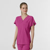 RENEW Women's Dolman Scrub Top Raspberry side view