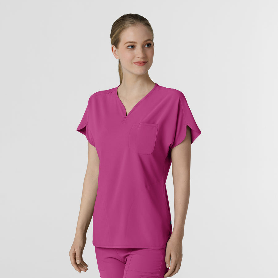 RENEW Women's Dolman Scrub Top Raspberry side view