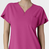 RENEW Women's Dolman Scrub Top Raspberry front detail