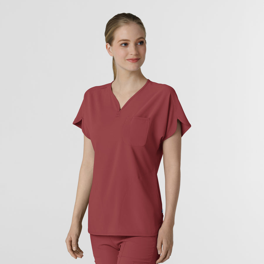 RENEW Women's Dolman Scrub Top - Ruby side