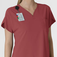 RENEW Women's Dolman Scrub Top - Ruby badge loop