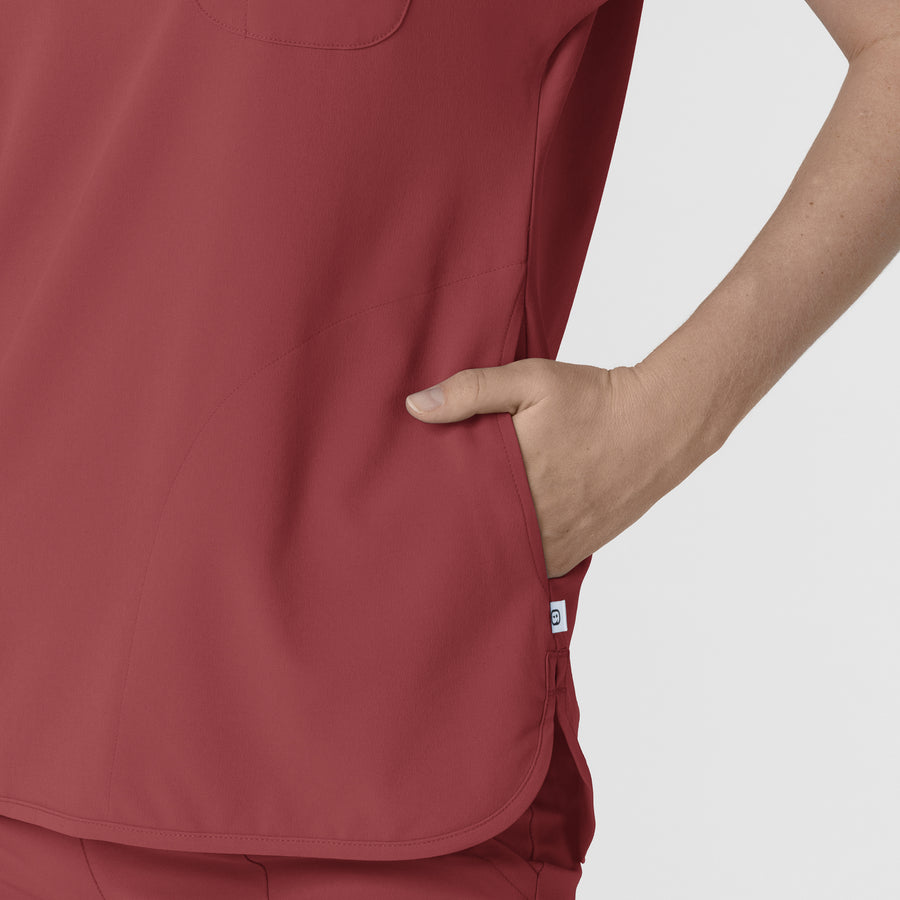 RENEW Women's Dolman Scrub Top - Ruby side seam pocket