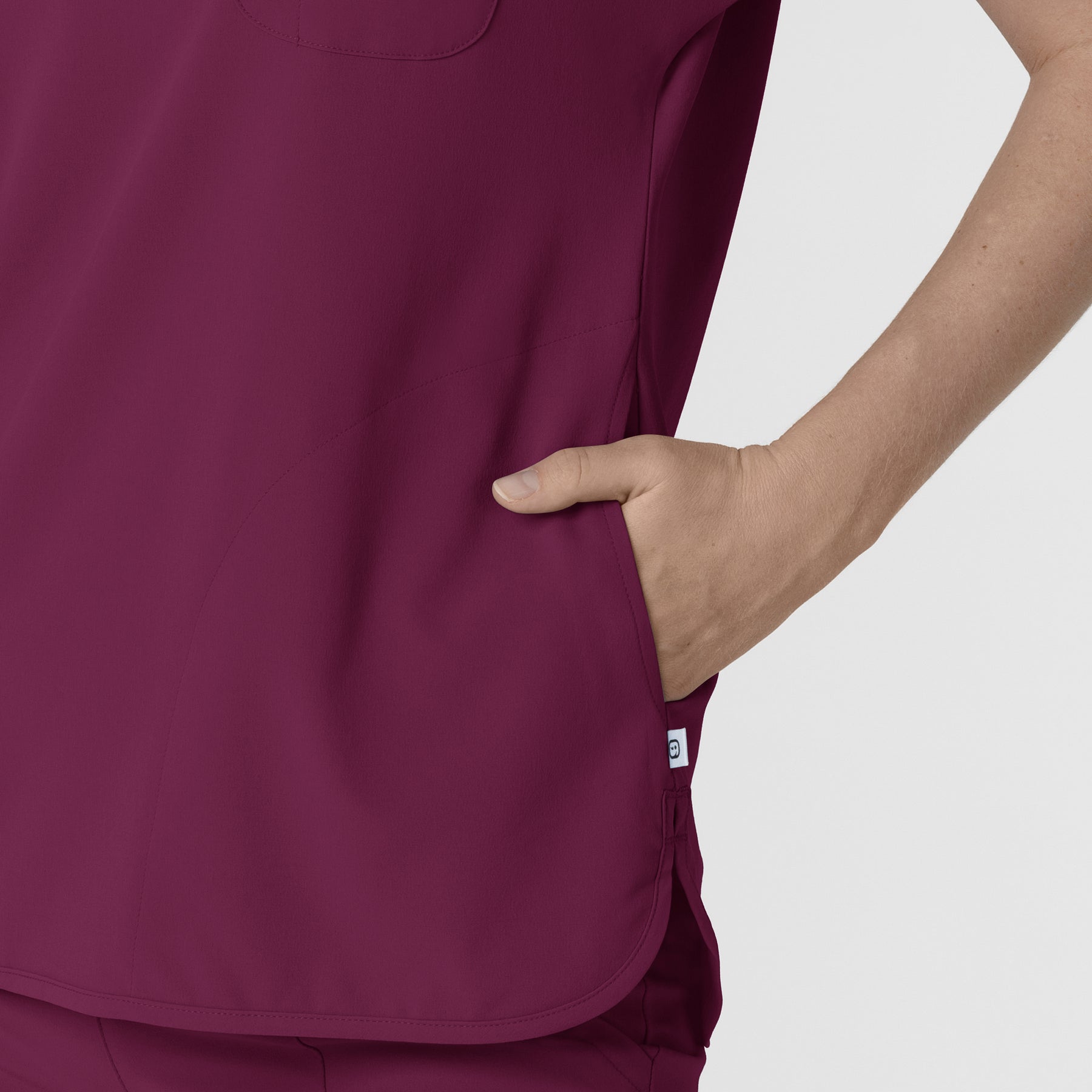 RENEW Women's Dolman Scrub Top Wine back detail