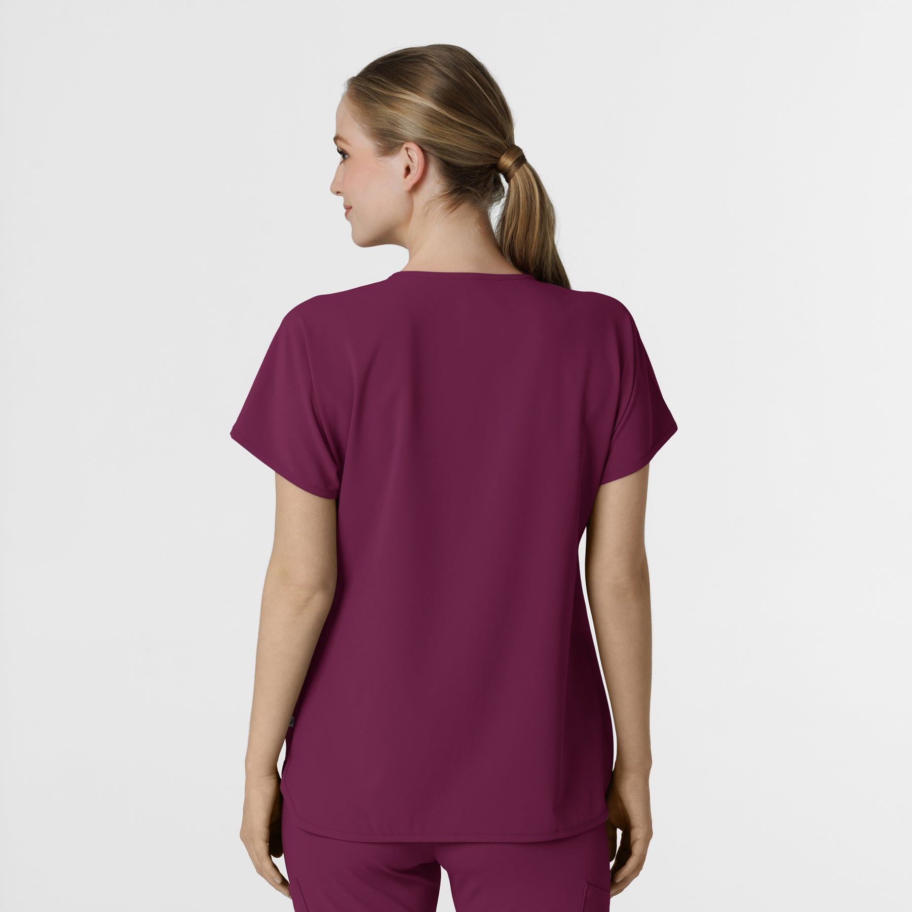 RENEW Women's Dolman Scrub Top Wine back view