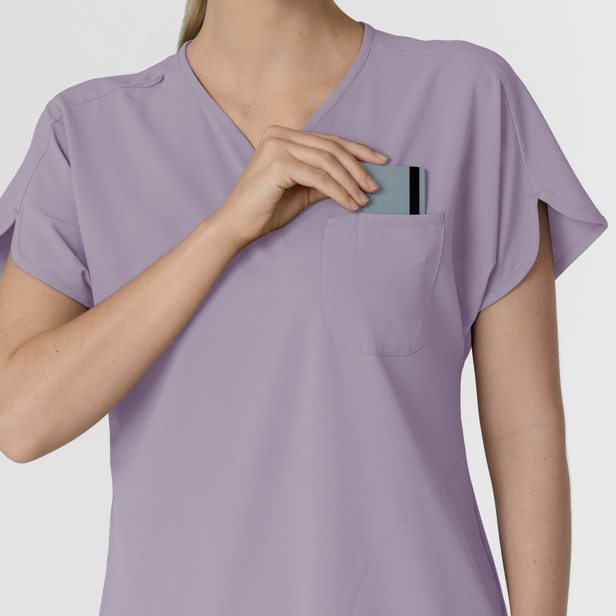 RENEW Women's Dolman Scrub Top Wisteria hemline detail
