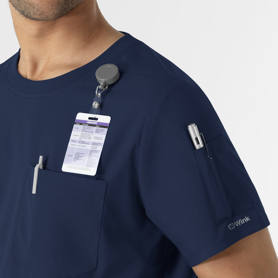 Boundless Men’s Classic Scrub Tee Navy side detail 1