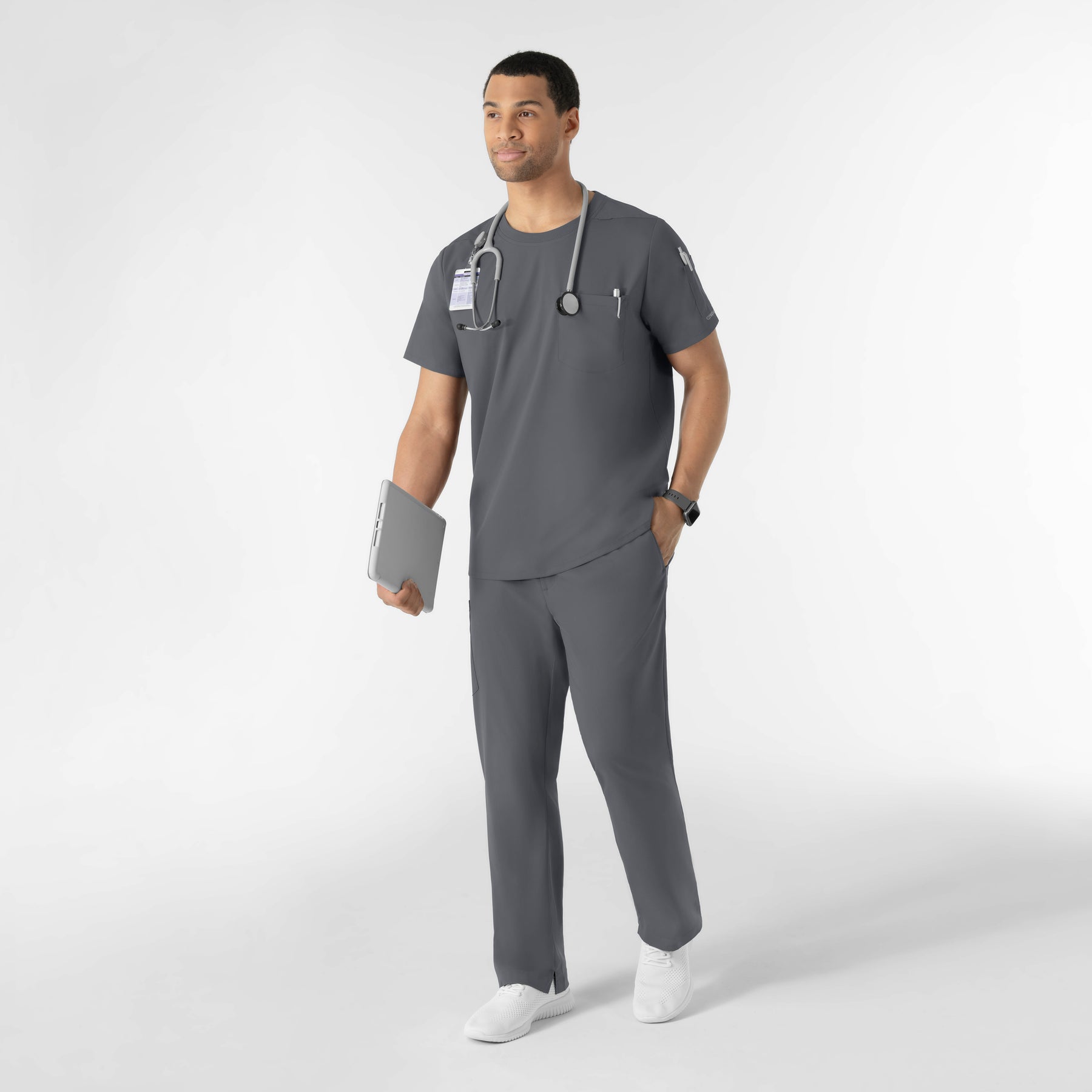 Boundless Men’s Classic Scrub Tee Pewter full scrub set