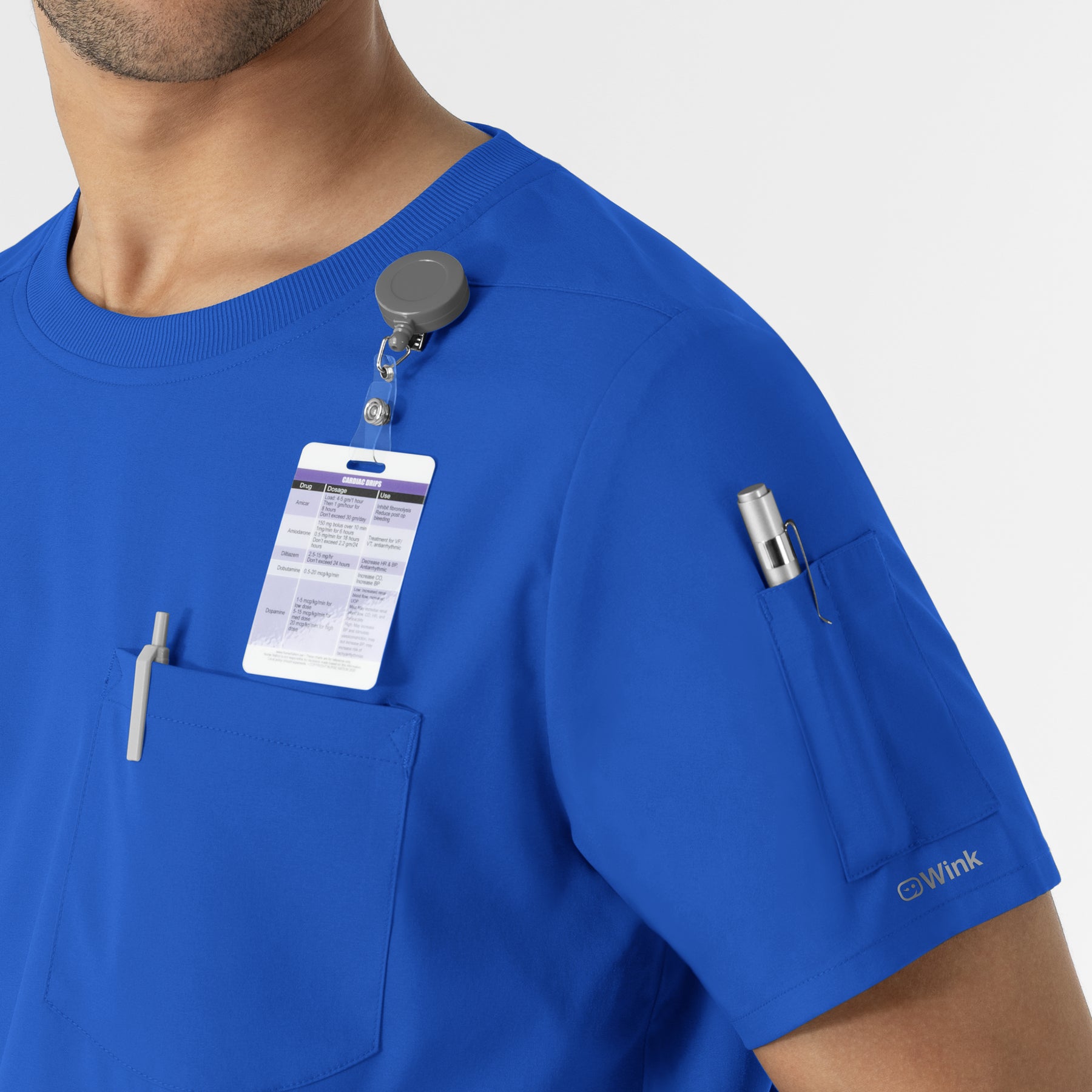 Boundless Men’s Classic Scrub Tee Royal side detail 1
