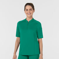 RENEW Women's The Rounds Half-Zip Mid Sleeve Scrub Top Bahama Breeze side view