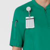 RENEW Women's The Rounds Half-Zip Mid Sleeve Scrub Top Bahama Breeze hemline detail