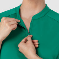 RENEW Knit Women's The Rounds Half-Zip Mid Sleeve Scrub Top - Bahama Breeze
