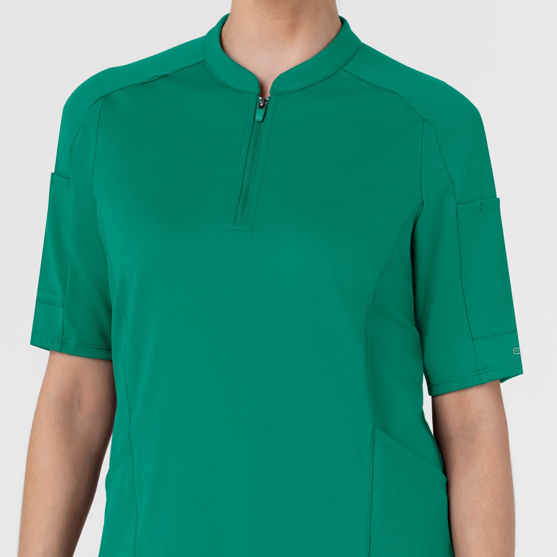 RENEW Knit Women's The Rounds Half-Zip Mid Sleeve Scrub Top - Bahama Breeze