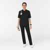RENEW Women's The Rounds Half-Zip Mid Sleeve Scrub Top Black full scrub set