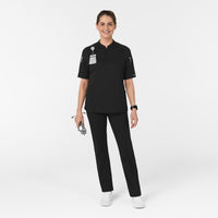 RENEW Women's The Rounds Half-Zip Mid Sleeve Scrub Top Black full scrub set