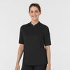 RENEW Women's The Rounds Half-Zip Mid Sleeve Scrub Top Black side view