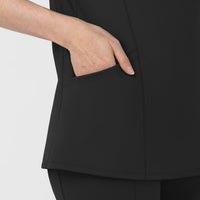 RENEW Women's The Rounds Half-Zip Mid Sleeve Scrub Top Black front detail