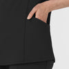 RENEW Women's The Rounds Half-Zip Mid Sleeve Scrub Top Black side detail 1