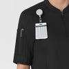 RENEW Women's The Rounds Half-Zip Mid Sleeve Scrub Top Black hemline detail