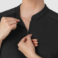 RENEW Knit Women's The Rounds Half-Zip Mid Sleeve Scrub Top - Black