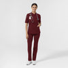 RENEW Knit Knit Women's The Rounds Half-Zip Mid Sleeve Scrub Top Burgundy full scrub set