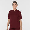 RENEW Knit Knit Women's The Rounds Half-Zip Mid Sleeve Scrub Top Burgundy side view