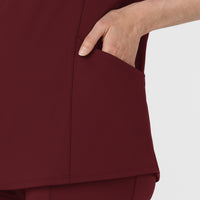 RENEW Knit Knit Women's The Rounds Half-Zip Mid Sleeve Scrub Top Burgundy side detail 1