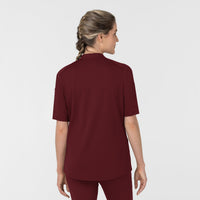 RENEW Knit Knit Women's The Rounds Half-Zip Mid Sleeve Scrub Top Burgundy back view