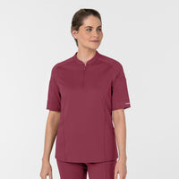 RENEW Women's The Rounds Half-Zip Mid Sleeve Scrub Top Carnation