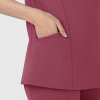 RENEW Women's The Rounds Half-Zip Mid Sleeve Scrub Top Carnation front detail