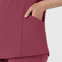 RENEW Women's The Rounds Half-Zip Mid Sleeve Scrub Top Carnation side detail 1