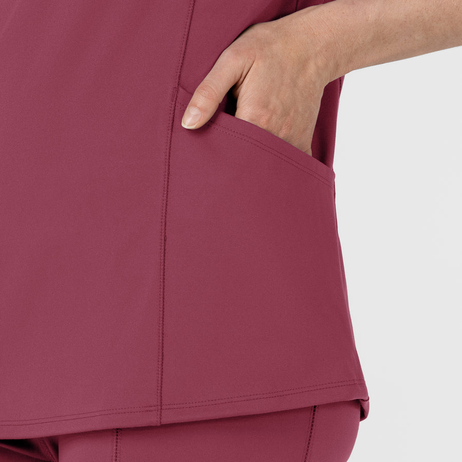 RENEW Women's The Rounds Half-Zip Mid Sleeve Scrub Top Carnation side detail 1