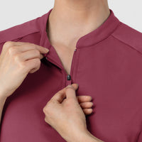 RENEW Knit Women's The Rounds Half-Zip Mid Sleeve Scrub Top - Carnation