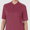 RENEW Knit Women's The Rounds Half-Zip Mid Sleeve Scrub Top - Carnation